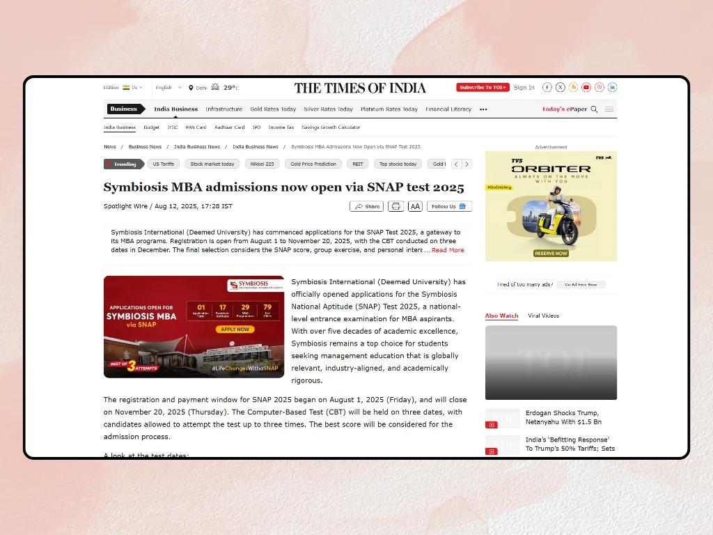 Press Release in Times of india