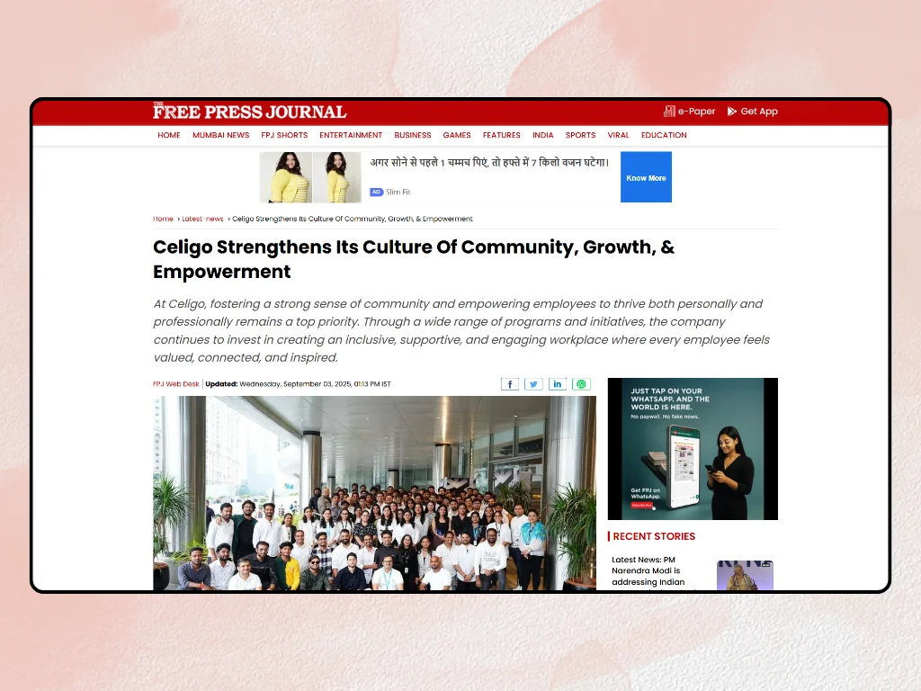 Press Release in Top News Site free press journal